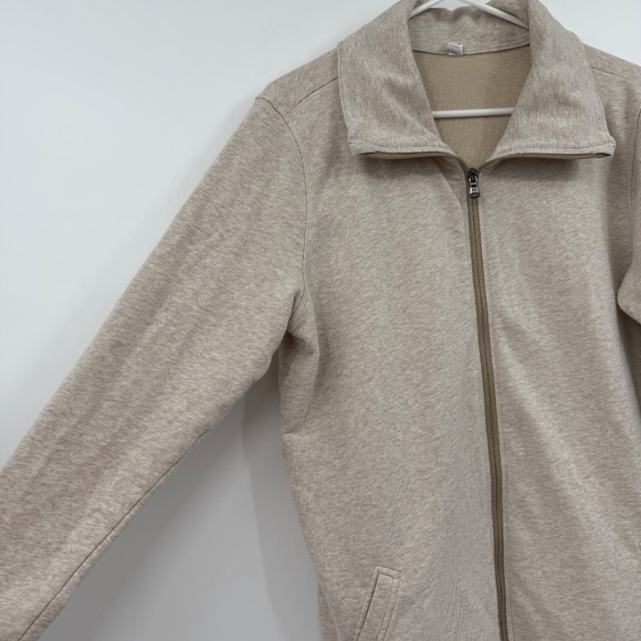 Under Armour Sweater Women Large Neutral Beige Full Zip Long Sleeve French Terry - Picture 3 of 13